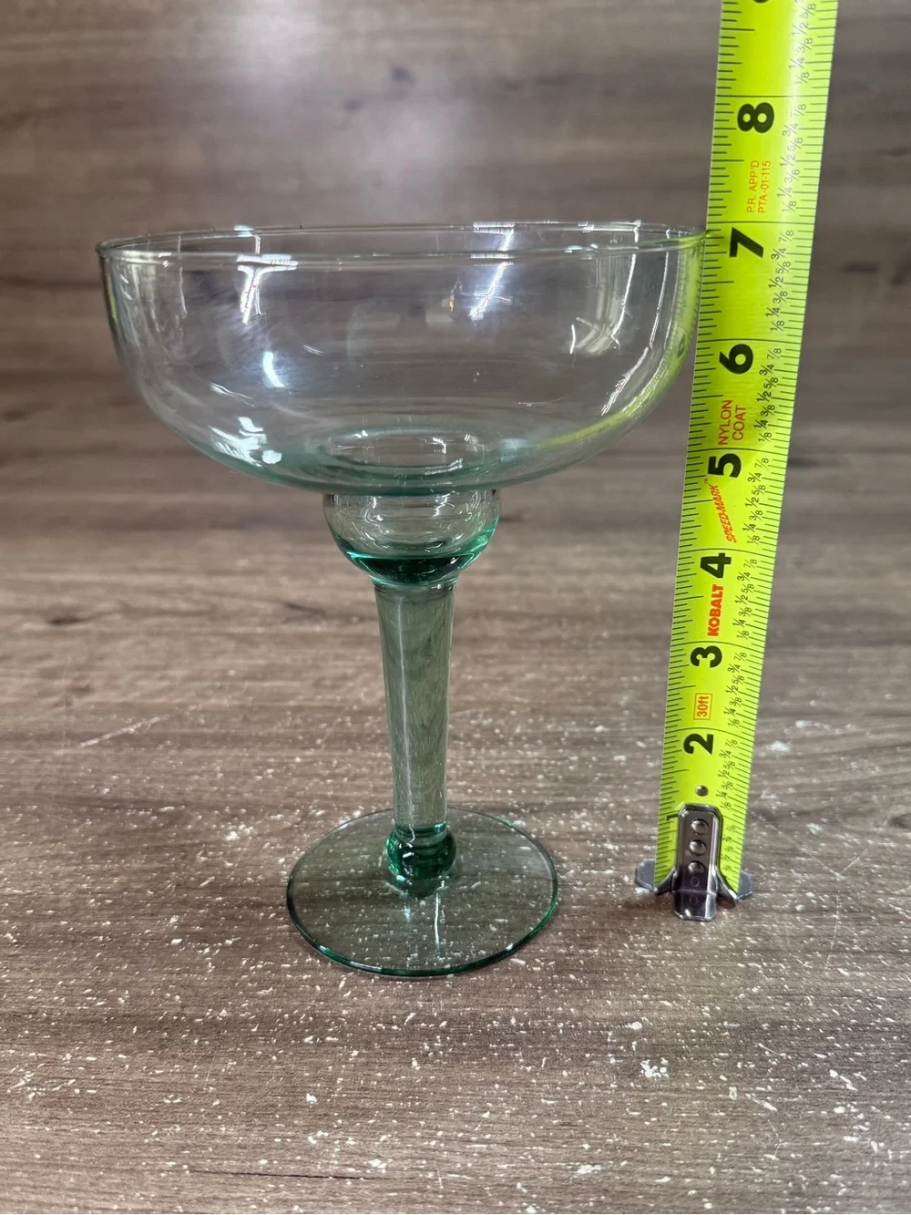 (3) Mexican Hand-Blown Glass Margarita Glass 7”